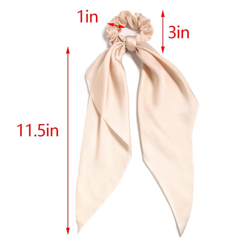 LFOUVRE Hair Scarf Scrunchies for Women, Scarf Scrunchies, 2pcs Knotted Scarf Hair Ties for Girls,Silky Satin Hair Scarf Headband, Elastic Hair Bands Ribbon Scrunchy, Ponytail Holder Hair Accessories - Image 3