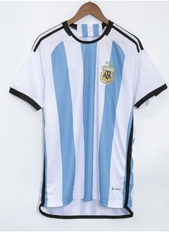 DubaiGallery قميص تشجيع كأس العالم 2022 لمشجعي الأرجنتين بدلة كرة قدم للآباء والأطفال  - Image 4