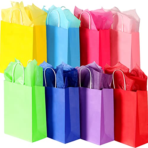 BLEWINDZ 32Pcs 10.6" Medium Gift Bags with Tissues, Paper Party Favor Bags with Handles, Rainbow Goodie Bag for Birthday, Wedding, Party Supplies - Image 1