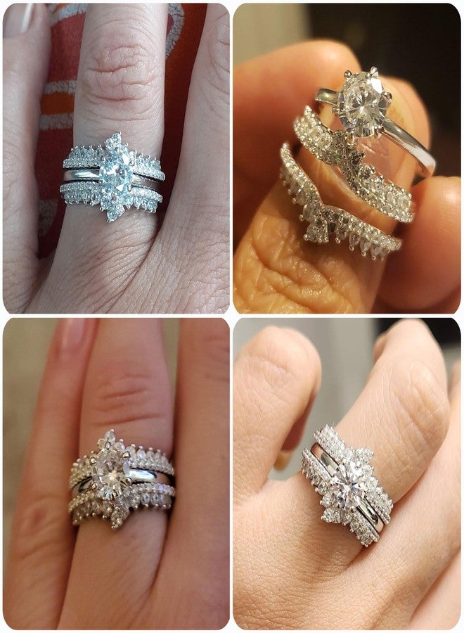 نيو شي جولري خاتم نيوشي للمجوهرات، خاتم زفاف مرصع بالزركون للنساء، مصنوع من الفضة الإسترليني عيار 925، مقاس 12 - Image 2