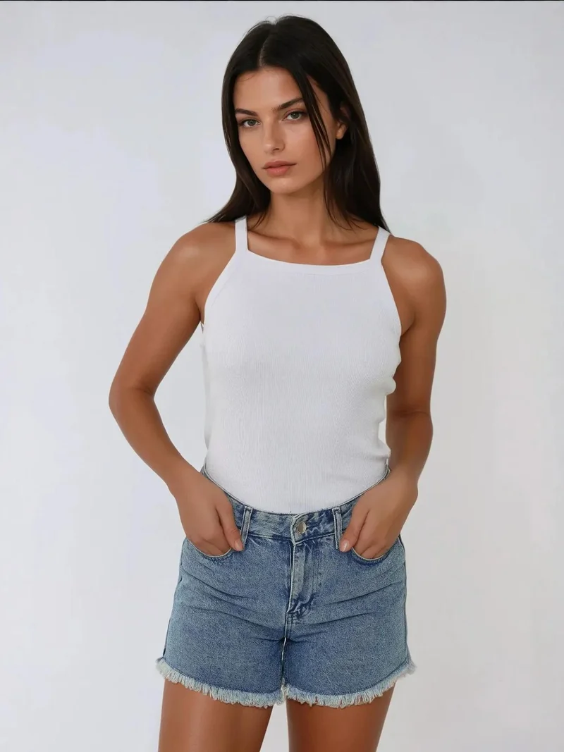 HICCUP Halter Neck Fitted Basic Tank Top