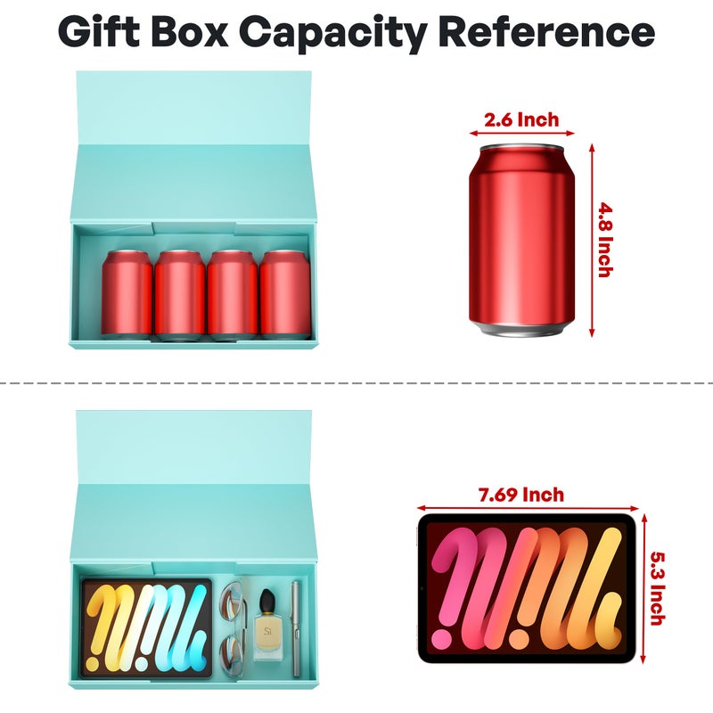 RYDDOY Turquoise Gift Box, 12x6x4'' Gift boxes for Presents with Lids Magnetic Closure Rectangle Collapsible for Bridesmaid Proposal Box, Wedding, Christmas, Halloween, Birthday Gift Packging - Image 3