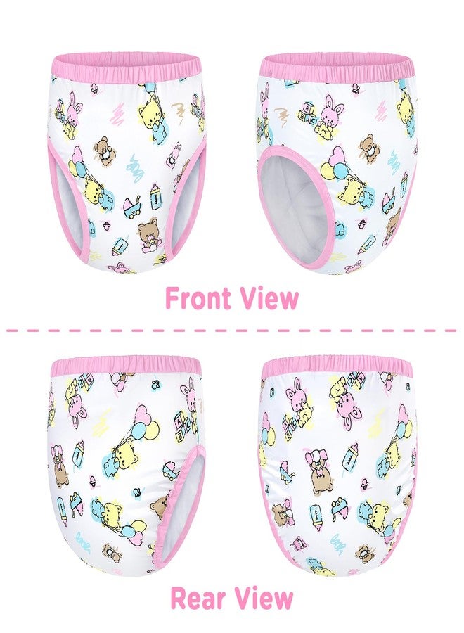 Littleforbig Soft Silky Underwear Comfortable Washable Reusable Waterproof Adult Training Pants - Full Print Baby Cuties M Pink - Image 5