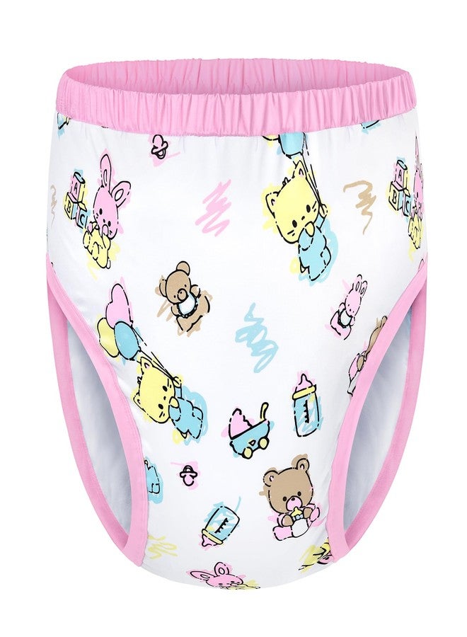 Littleforbig Soft Silky Underwear Comfortable Washable Reusable Waterproof Adult Training Pants - Full Print Baby Cuties M Pink - Image 1