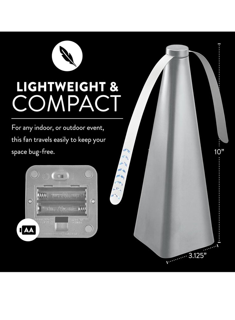 مروحة طاردة للذباب، مروحة صديقة للبيئة لطرد الحشرات والبعوض، تبقي الذباب والحشرات بعيدة عن الطعام للمناضد الخارجية، خفيفة الوزن وقابلة للحمل، مثالية للتخييم والوجبات المنزلية والفنادق والمطاعم (فضي، قطعة واحدة) - Image 3