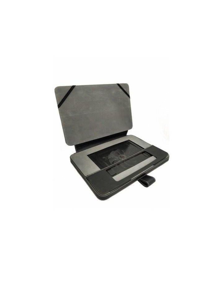 Generic laptop stand , cover and cooler made from leather with plastic usb cooler fan  - Image 1
