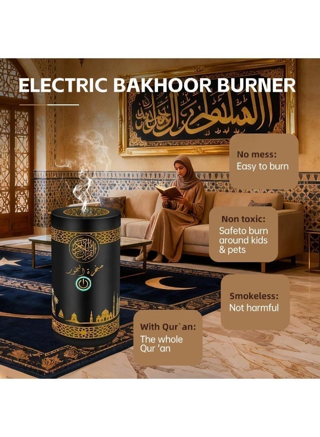 UV Enterprises Car Bakhoor Burner 2 in 1 Portable Electric Incense Burner with Quran Speaker Metal Body Luxury Aroma Diffuser, USB Rechargeable Mini Bakhoor Burner with Remote/App Control for Car - Image 5