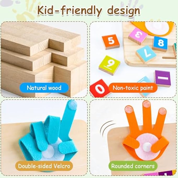 MONTESSORI MATH LEARNING TOY, FINGER COUNTING MATH TOY, NUMBER BLOCKS TOYS FOR KIDS 3 4 5 YEAR OLD, DOUBLE-SIDED WOOD PRESCHOOL LEARNING TOYS, EDUCATIONAL MANIPULATIVES NUMBER COUNTING BLOCKS - Image 3