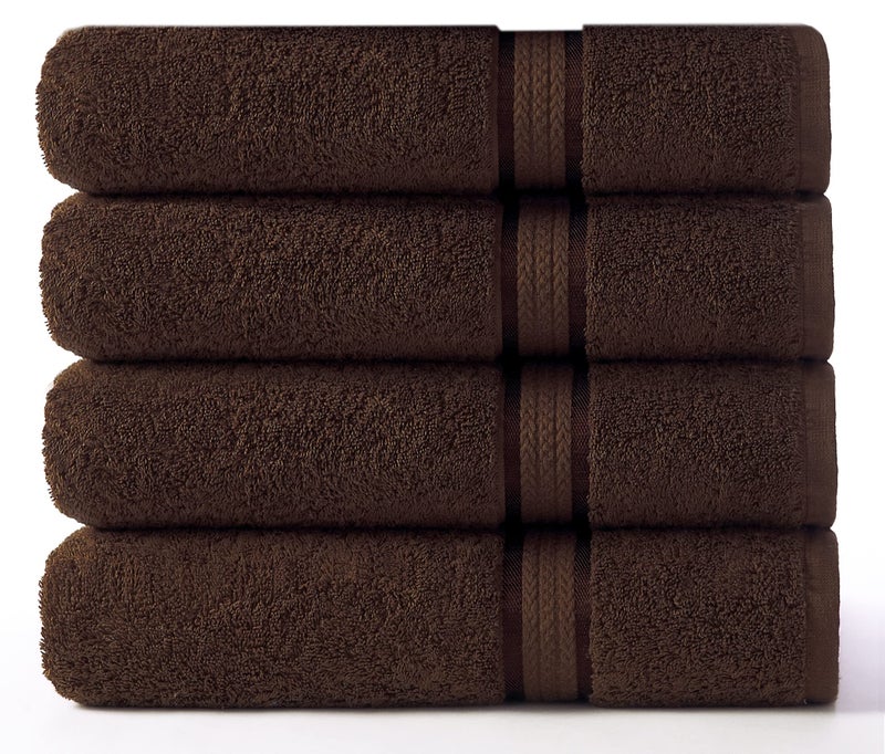 COTTON CRAFT Ultra Soft Bath Towels - 4 Pack Extra Large Bath Towels - Oversized 30x54 - Absorbent Everyday Luxury Hotel Spa Gym Shower Beach Pool Camp Dorm - 100% Cotton - 580 GSM - Chocolate Brown - Image 1