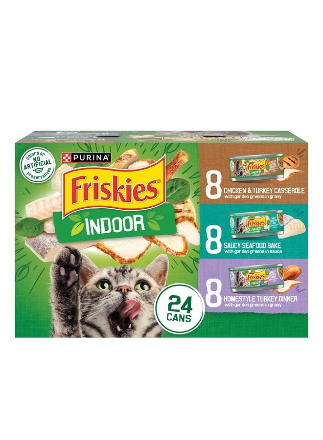فريسكس طعام القطط المنزلي Purina Friskies 24ct VP - (طاجن الدجاج والديك الرومي، مأكولات بحرية مطبوخة بالصلصة، عشاء ديك رومي على الطريقة المنزلية) - (عبوة من 24) علب سعة 5.5 أونصة - Image 1