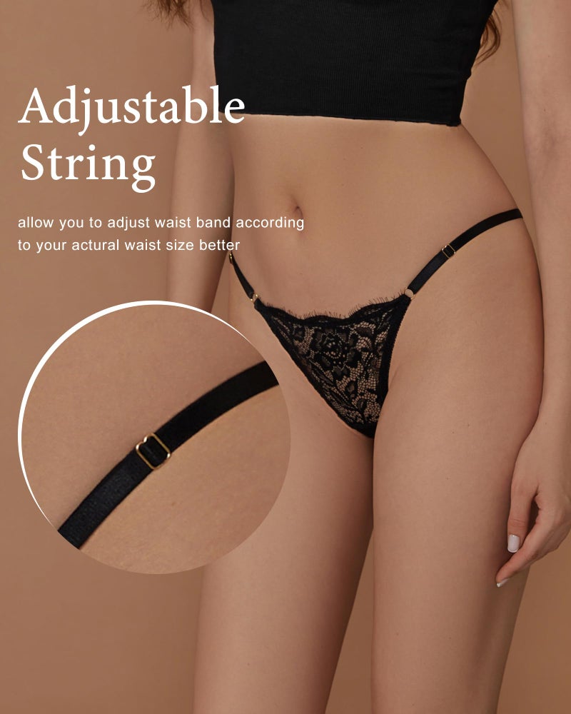 SHARICCA Lace G-String Thongs for Women Comfort Sexy Underwear Breathable T-back Thongs Panties Pack, 3P03,M - Image 4
