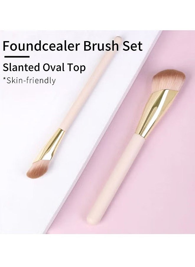 HS - 2 PCS Concealer Brush, Angled Concealer Brushes For Under Eye, Precision Face Blending Blush Brush, Foundation Concealer For Dark Circles, Make Up Nose Contour Brush Applicator - Image 1
