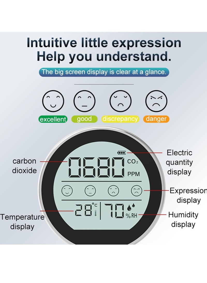 Mini CO2 Monitor, 3-in-1 Portable Carbon Dioxide Detector Temperature Humidity Air Analyzer, Stylish Highly Accurate CO2 Meter Sensor, Air Quality Monitor for Home Indoor Travel - Image 3