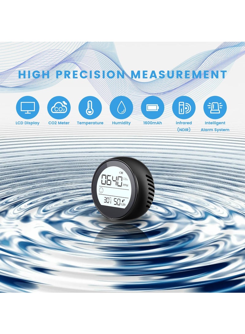 Mini CO2 Monitor, 3-in-1 Portable Carbon Dioxide Detector Temperature Humidity Air Analyzer, Stylish Highly Accurate CO2 Meter Sensor, Air Quality Monitor for Home Indoor Travel - Image 2