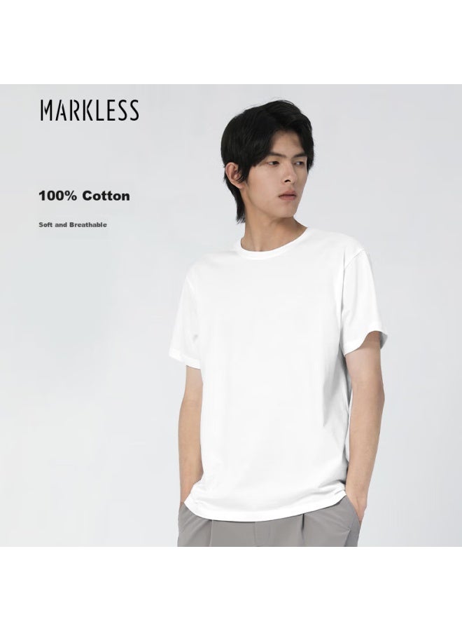 Markless تي شيرت رجالي، قميص داخلي بأكمام قصيرة بلون صلب Txa5630m، Yunfeng White، XL - Image 1