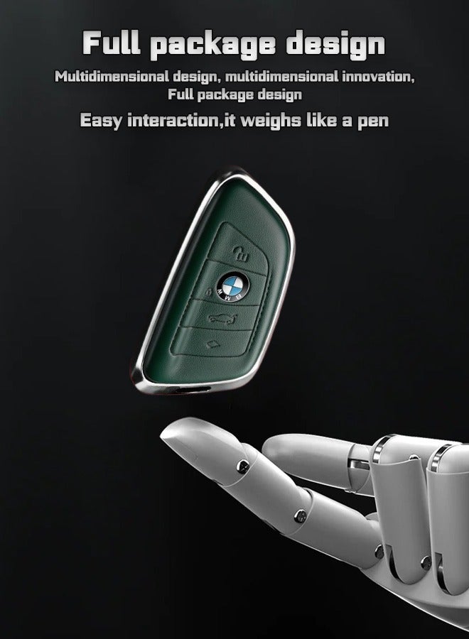 Car key sleeve, suitable for BMW car key sleeve, perfectly wraps car keys, higher-end, fall-resistant, material: the first layer of cowhide. goodcar - Image 2