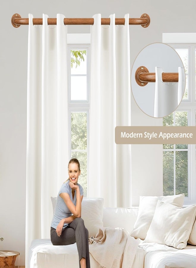 HTZON Blackout Wrap Around Curtain Rods for Windows 28 to 48 Inch:Room Darkening Imitation Wood Curtain Rod Heavy Duty Adjustable 1Inch Wooden Curved French Return Wraparound Curtain Rods Round Hidden - Image 3