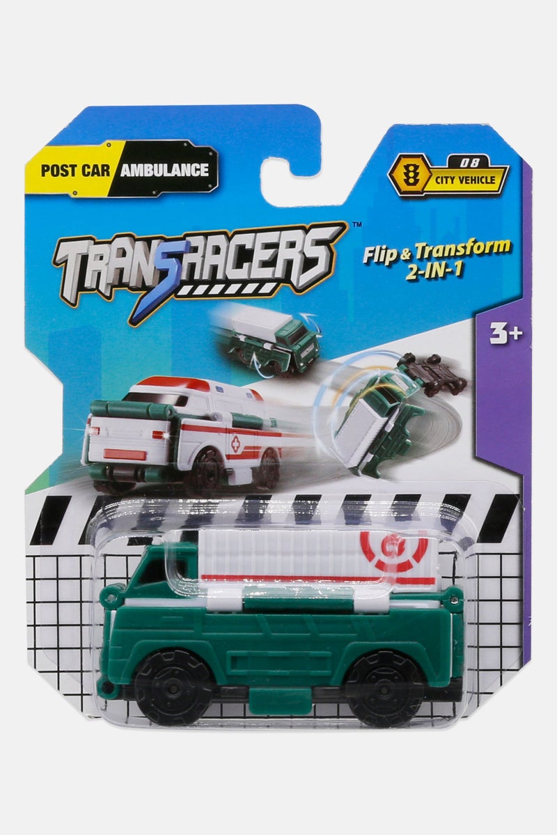 TRANSRACERS 2-In-1 Flip Vehicle Speed Train To Ambulance, Green - Image 1
