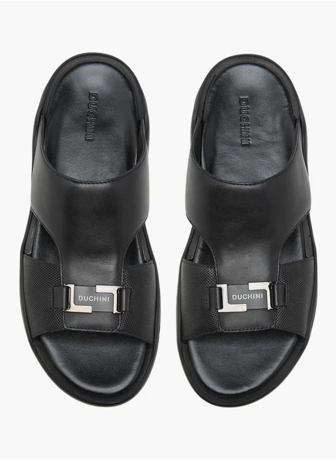 DUCHINI Men's Solid Slip-On Sandals