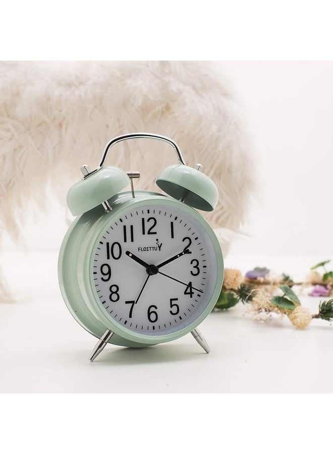 FLOITTUY {Loud Alarm for Deep Sleepers) 4'' Twin Bell Alarm Clock with Backlight for Bedroom and Home Decoration(Green) - Image 1