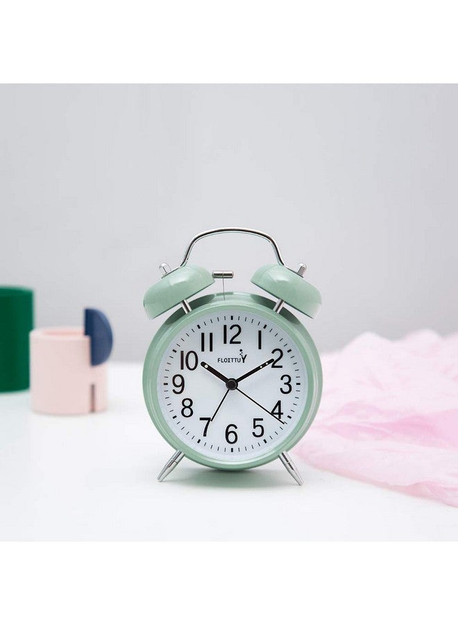 FLOITTUY {Loud Alarm for Deep Sleepers) 4'' Twin Bell Alarm Clock with Backlight for Bedroom and Home Decoration(Green) - Image 2