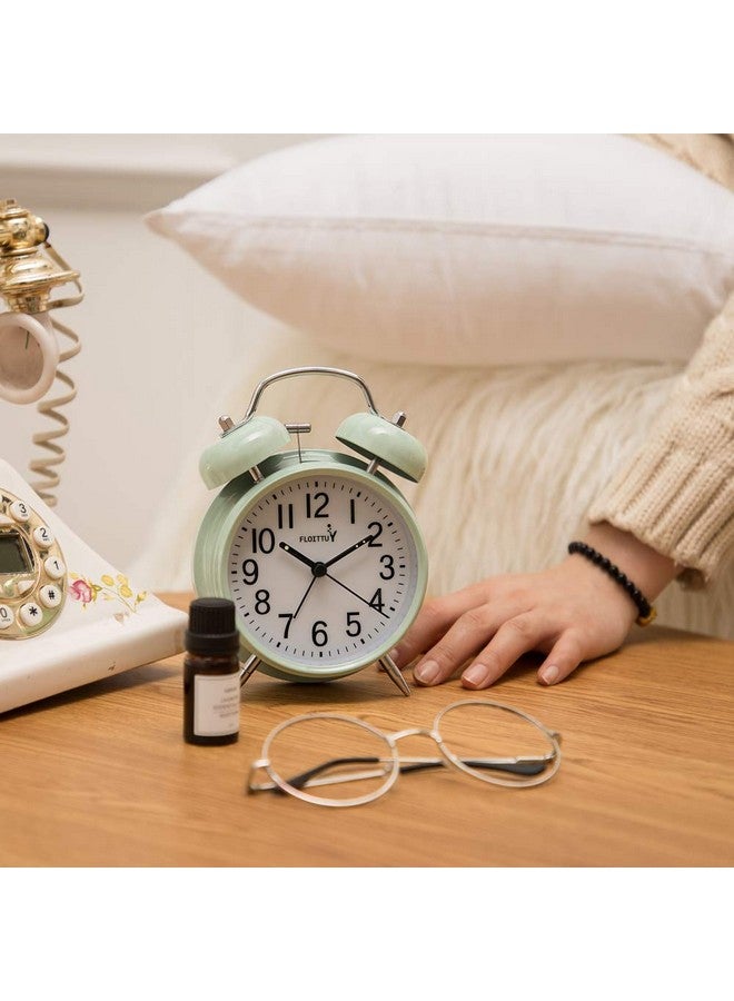 FLOITTUY {Loud Alarm for Deep Sleepers) 4'' Twin Bell Alarm Clock with Backlight for Bedroom and Home Decoration(Green) - Image 4
