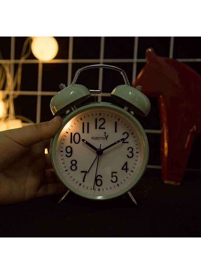 FLOITTUY {Loud Alarm for Deep Sleepers) 4'' Twin Bell Alarm Clock with Backlight for Bedroom and Home Decoration(Green) - Image 3