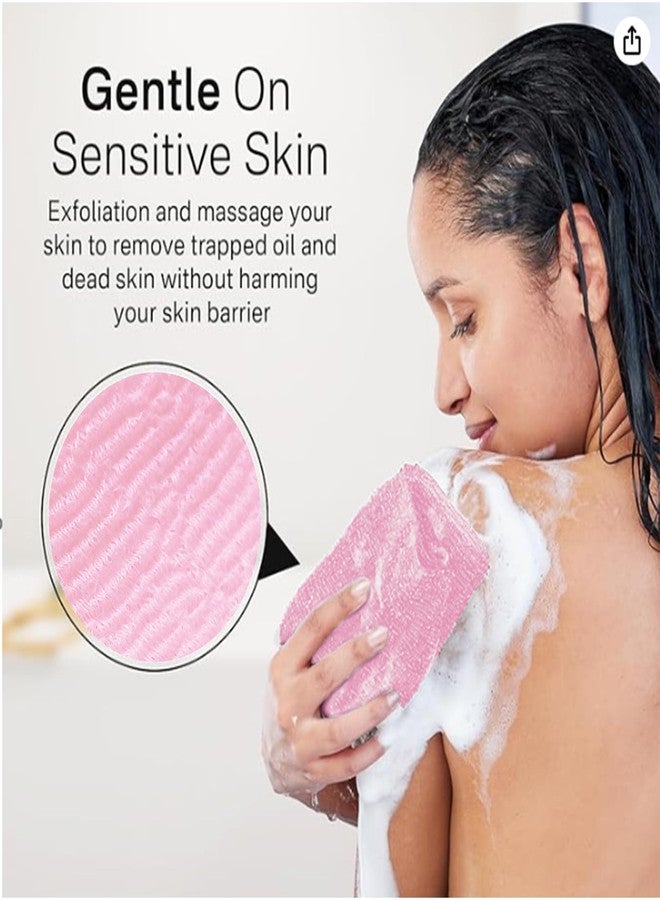 Yiclick Exfoliating Body Scrubber, Back Scrubber for Shower Bath, Japanese Scrub Wash Cloth, Exfoliating Washcloth Towel for Men Women, Body Exfoliator Loofah Luffa Sponge Net Rag Back Washer (Pink) - Image 5
