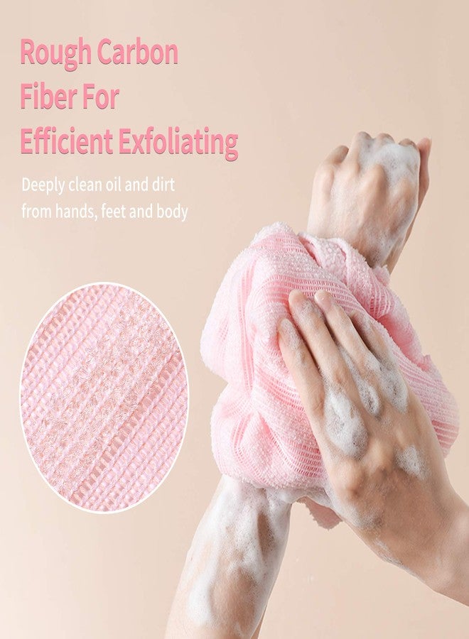 Yiclick Exfoliating Body Scrubber, Back Scrubber for Shower Bath, Japanese Scrub Wash Cloth, Exfoliating Washcloth Towel for Men Women, Body Exfoliator Loofah Luffa Sponge Net Rag Back Washer (Pink) - Image 3