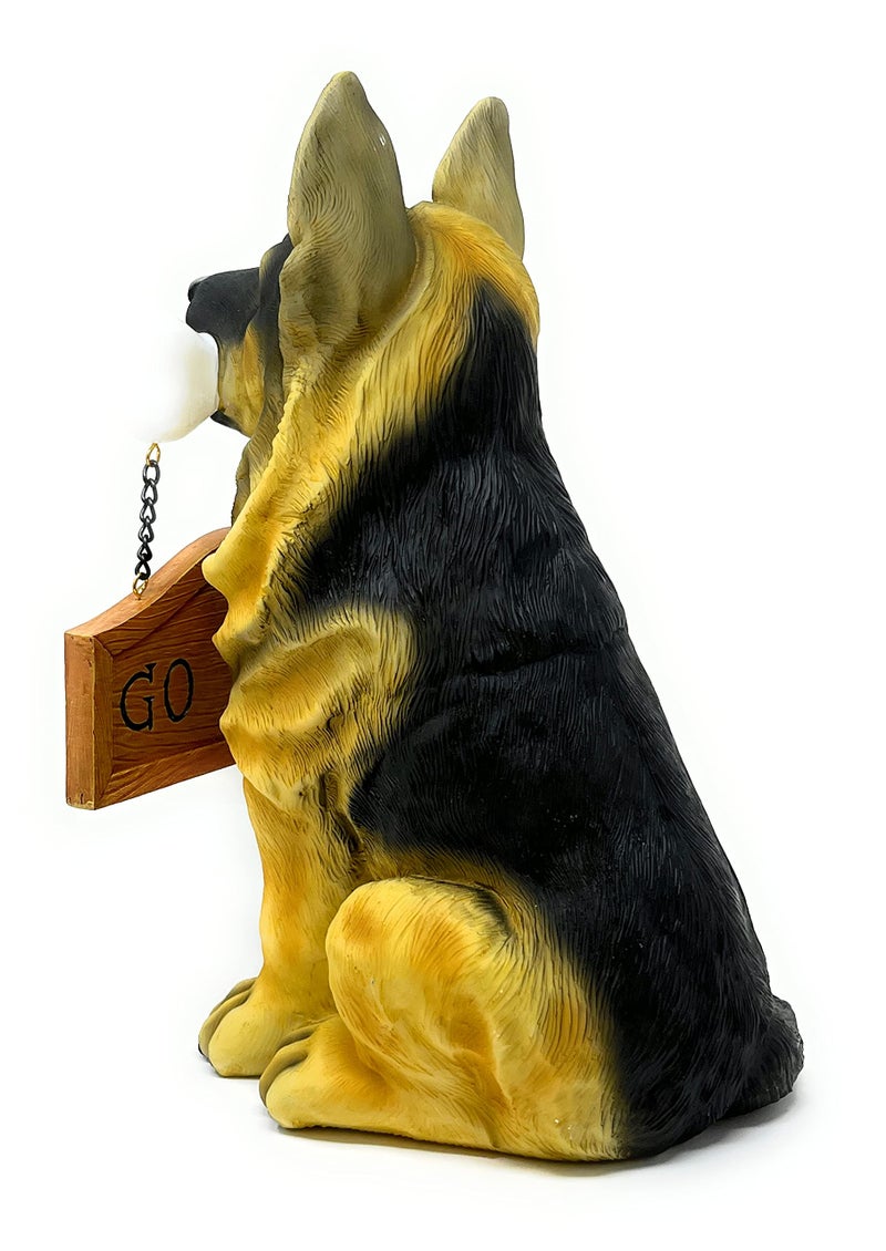 Nature'S Mark German Sheperd Dog Puppy Statue With Reversible Welcome Sign And Go Away Sign Resin Garden Decor 12"" H - Image 4