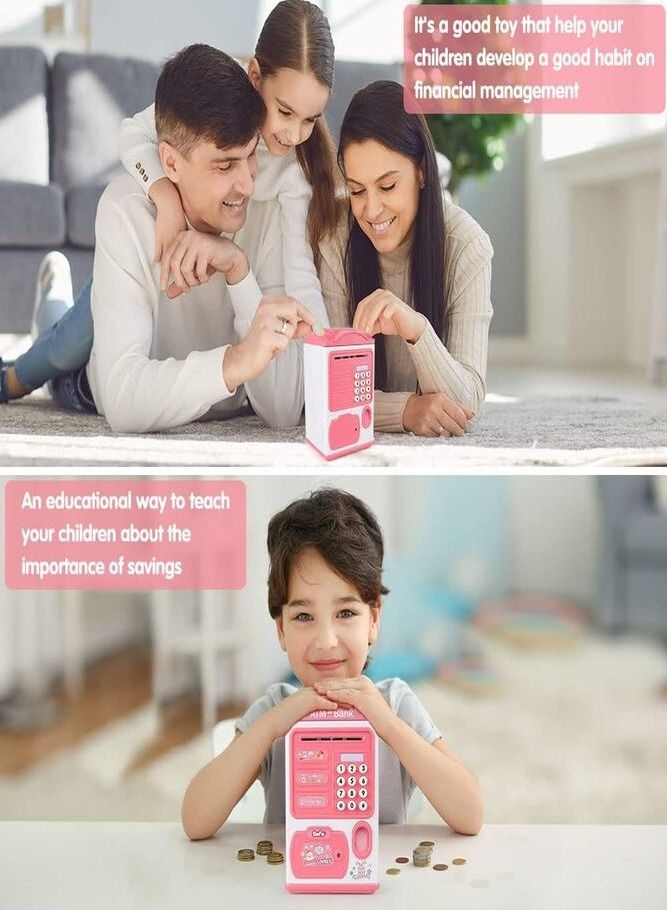 AMERTEER Pink ATM Bank Empower Your Child's Financial Journey Teaching Money Management and Responsibility - Image 4