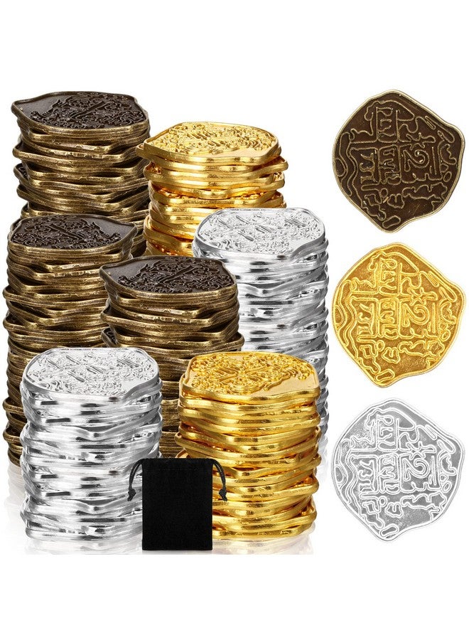 Hanaive 100 Pcs Metal Pirate Coins Treasure Chest Spanish Doubloon Fake Coins Tokens for Kids Board Games Pirate Party Cosplay (Novelty Style) - Image 1