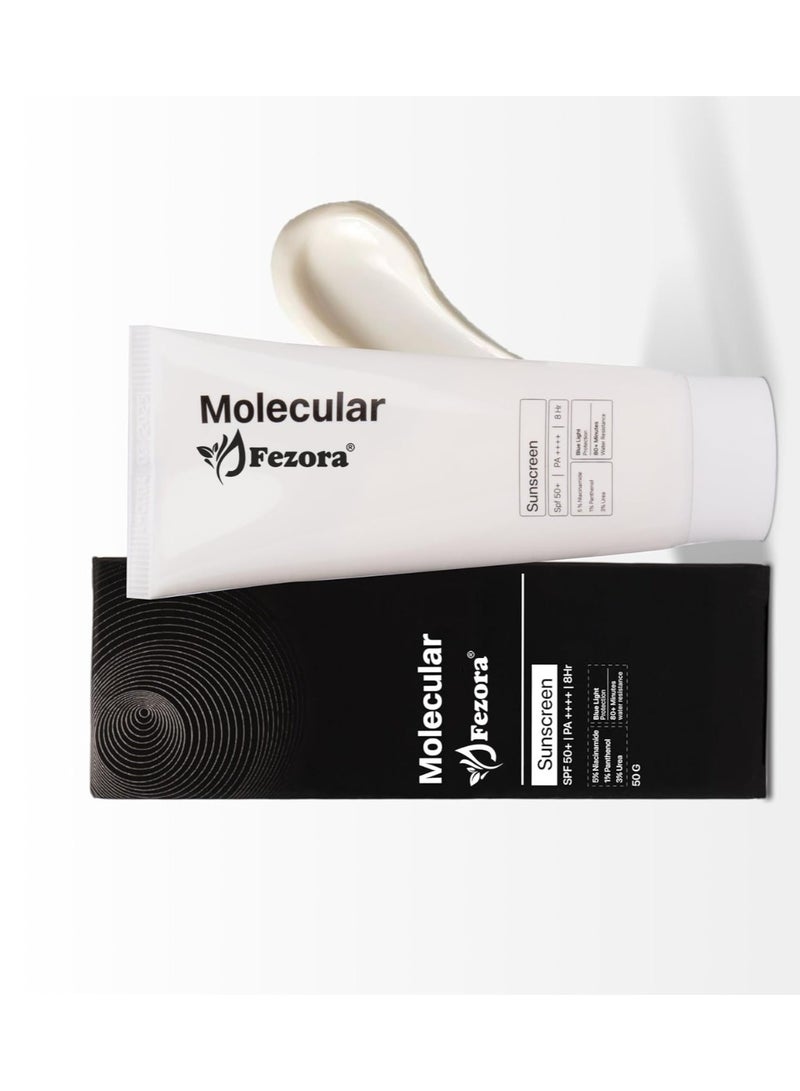Fezora Molecular 5% Niacinamide Moisturizing Gel Sunscreen,Spf 50+ Pa++++|Clinically Tested In Usa|For Oily, Dry, Sensitive, Combination, Dull, Acne Prone Skin|8 Hr Protection|For Men & Women|50 G - Image 4