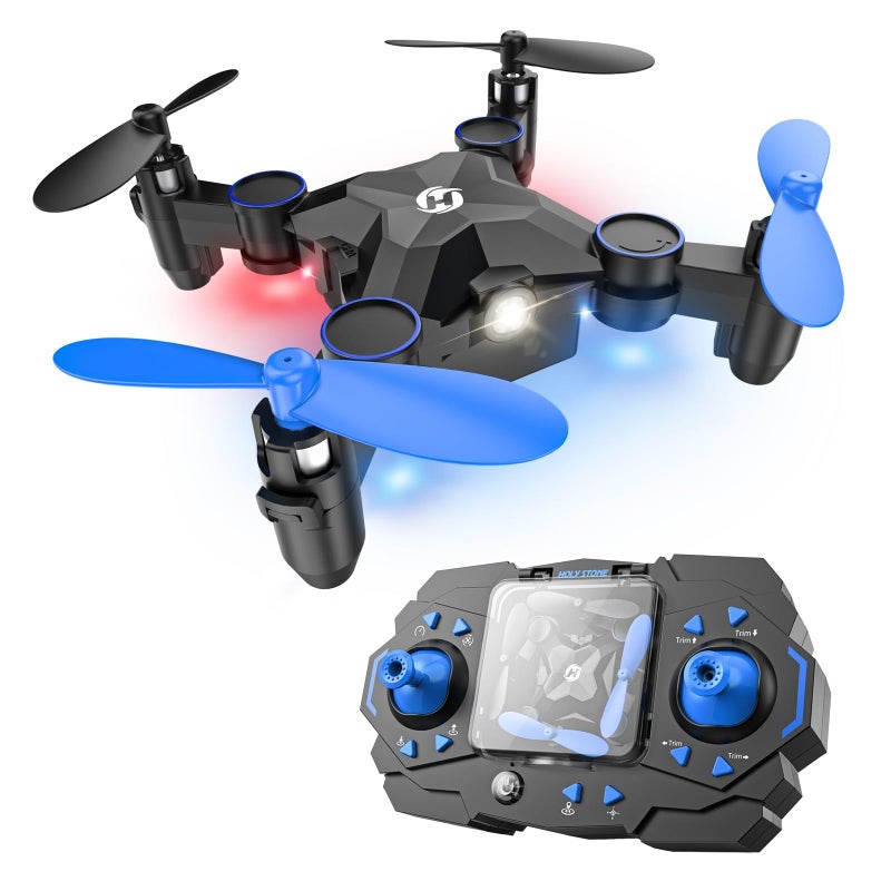 HS190 Foldable Mini Drone for Kids Beginners RC Nano Quadcopter with Altitude Hold 3D Flips High Speeds Rotation Headless Mode Throw to Go One Key Return Great Gift Toys for Boys and Girls Blue