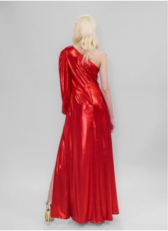 BITOLIA GALLERY Shiny Red Stretch Front Slit Dress  - Image 2