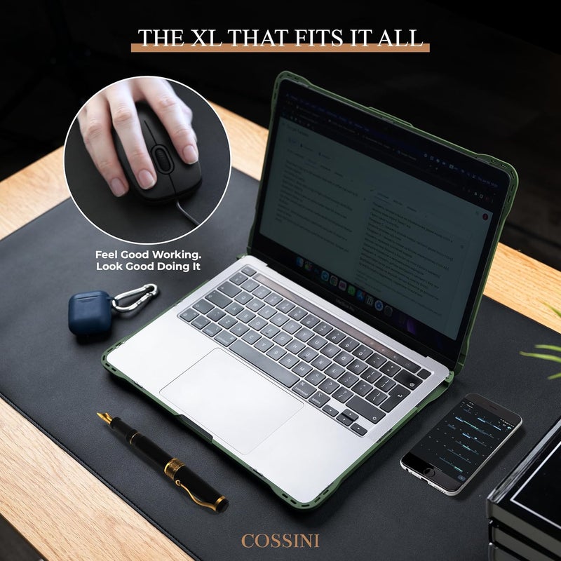 وسادة مكتب كوسيني XL - حصيرة مكتب من جلد البولي يوريثان كبيرة جدًا - أسود - Image 5