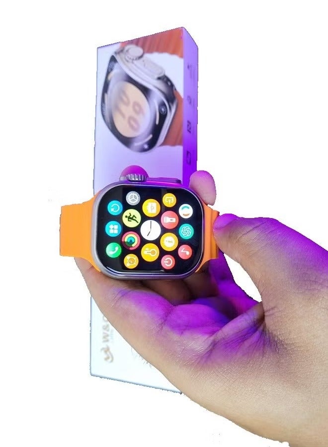 W&O X10 Ultra Smart Watch 3 Curved Glass with Silicone Strap and Wireless Charging Orange - Image 3