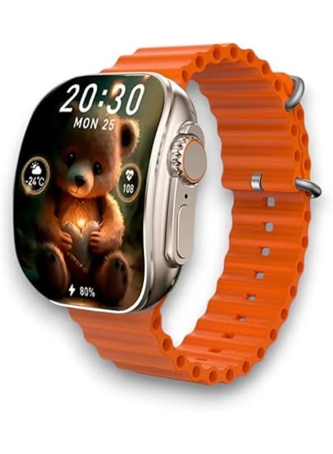 W&O X10 Ultra Smart Watch 3 Curved Glass with Silicone Strap and Wireless Charging Orange - Image 1