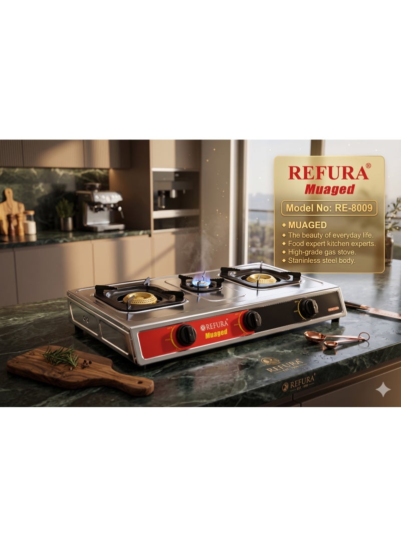 Three Gas Burner Stove | Stainless Steel | Silver | Auto Ignition 8009