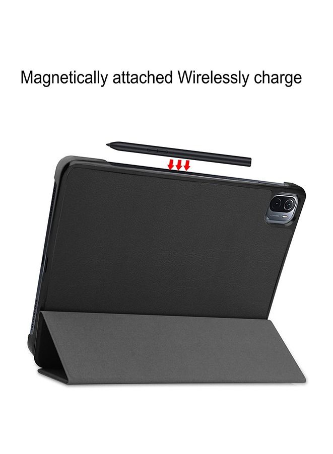 Muyixin Case For Xiaomi Pad 5/5 Pro, Premium PU Leather Case Flip Tablet Smart Magnetic Leather Case Bracket Case (Black) - Image 4