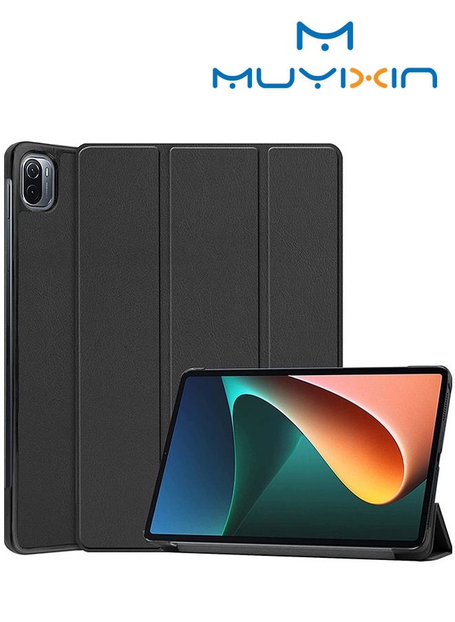 Muyixin Case For Xiaomi Pad 5/5 Pro, Premium PU Leather Case Flip Tablet Smart Magnetic Leather Case Bracket Case (Black) - Image 1