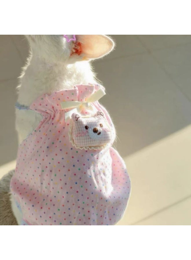 A.M Pet pink polka dot lace skirt dog cat stuffed animal Teddy Bichon small and medium-sized dog summer princess dress - Image 5