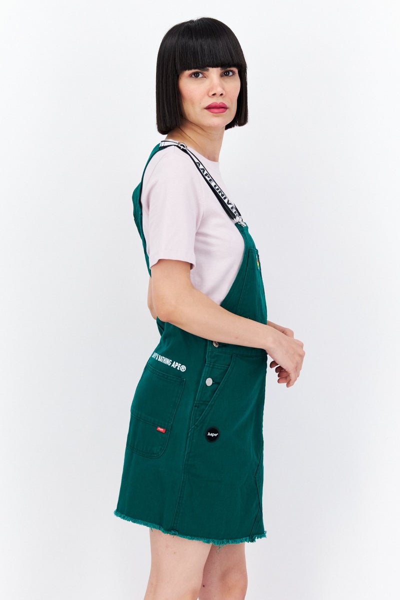 Aape By A Bathing Ape Women Sleeveless Brand Logo Mini Dress, Green - Image 2