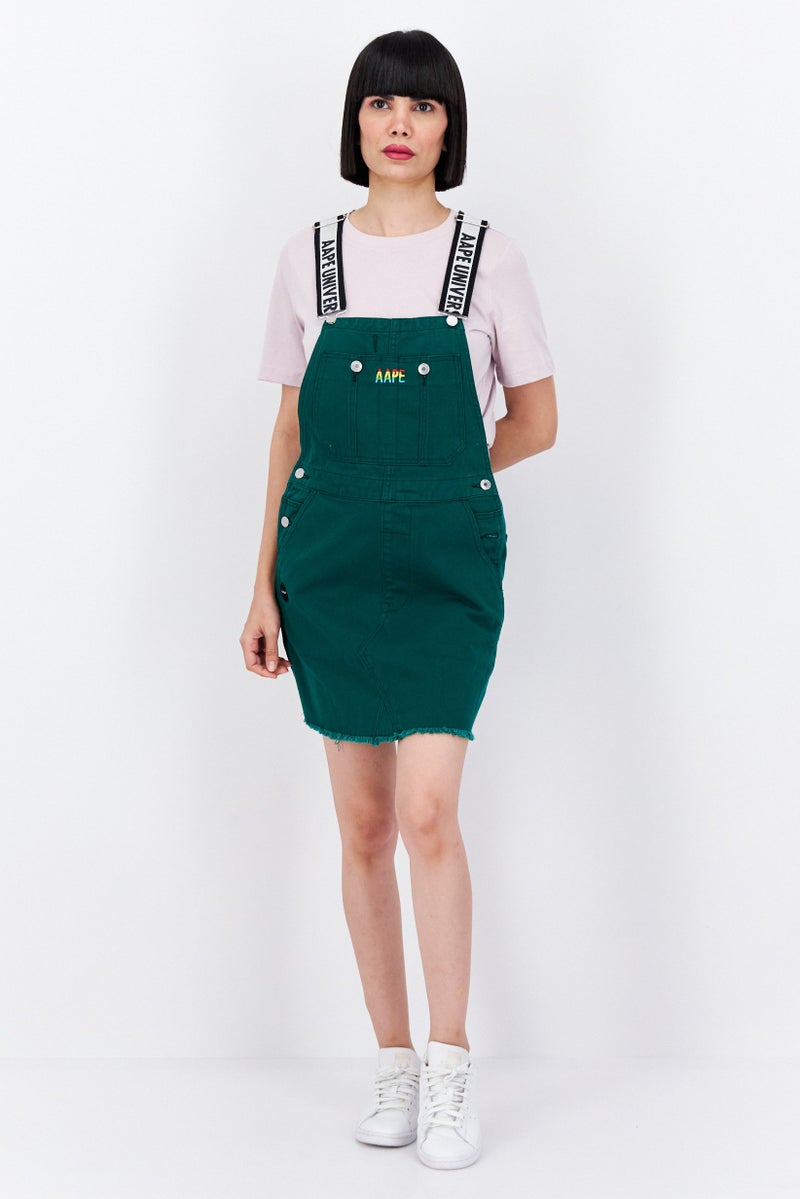 Aape By A Bathing Ape Women Sleeveless Brand Logo Mini Dress, Green - Image 4