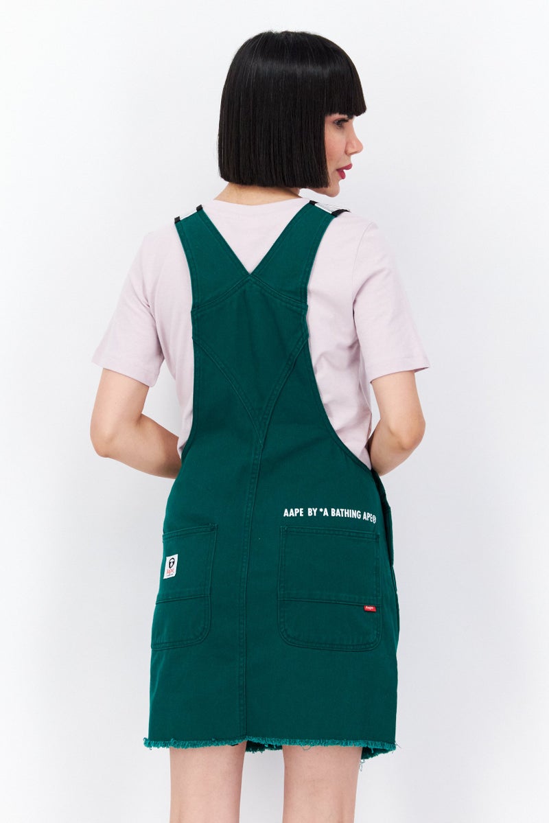 Aape By A Bathing Ape Women Sleeveless Brand Logo Mini Dress, Green - Image 3