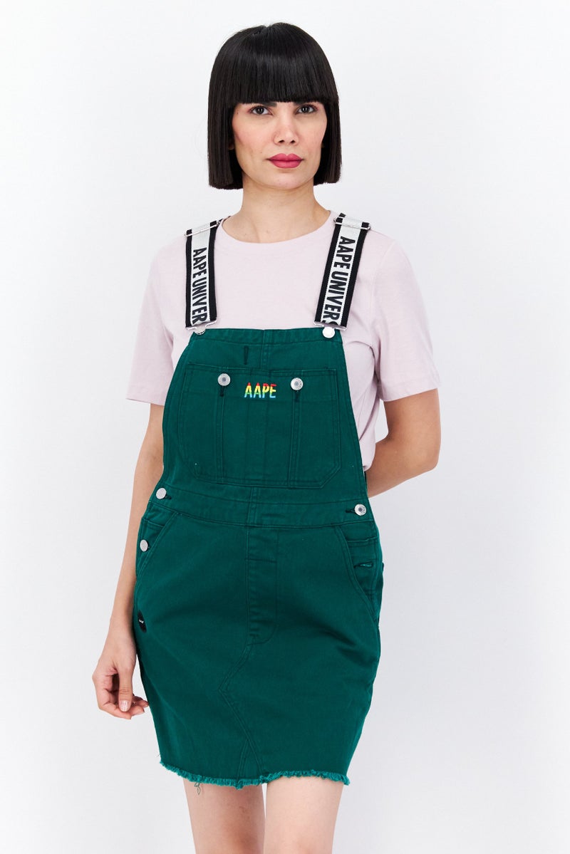 Aape By A Bathing Ape Women Sleeveless Brand Logo Mini Dress, Green - Image 1