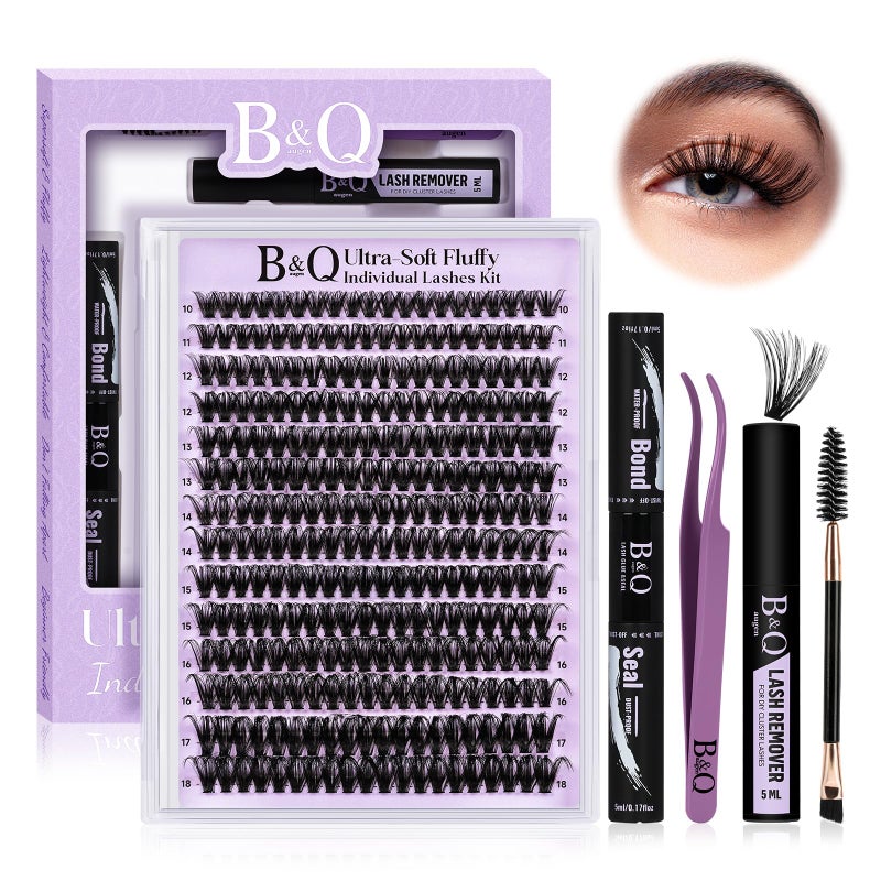 B&Qaugen Lash Extension Kit for Beginners 70D Eyelash Extension Kit DIY Lash Extension Kit Ultra - Soft Volume Lash Cluster Kit 10-18mm D Curl Lash Kit Individual Lashes Kit(kit-70D-10-18MM) - Image 1
