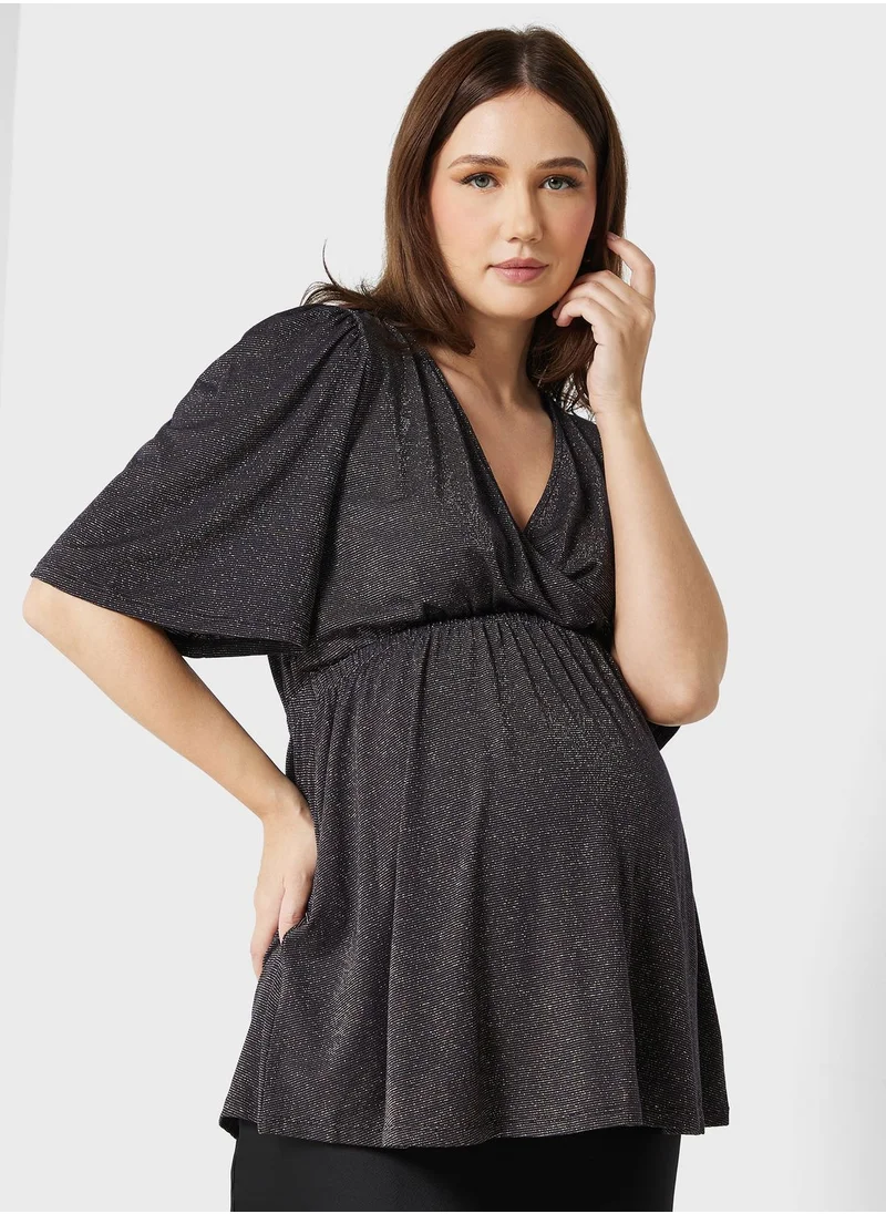 Only Maternity Surplice Neck Knitted Top