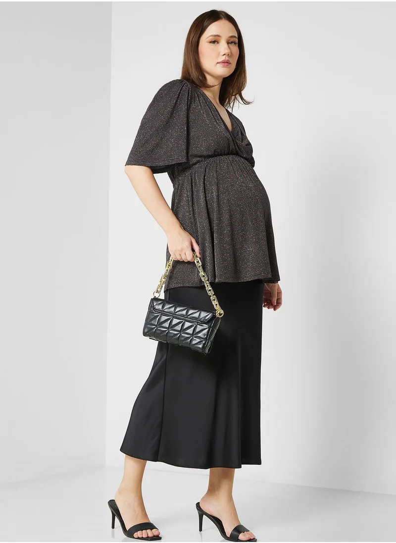 Only Maternity Surplice Neck Knitted Top