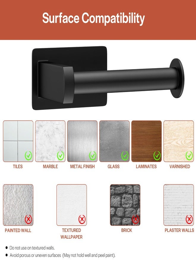 Empava Toilet Paper Holder, Self-Adhesive Toilet Paper Roll Holder for Bathroom and Washroom, No-Drill SUS 304 Stainless Steel,Matte Black - Image 4